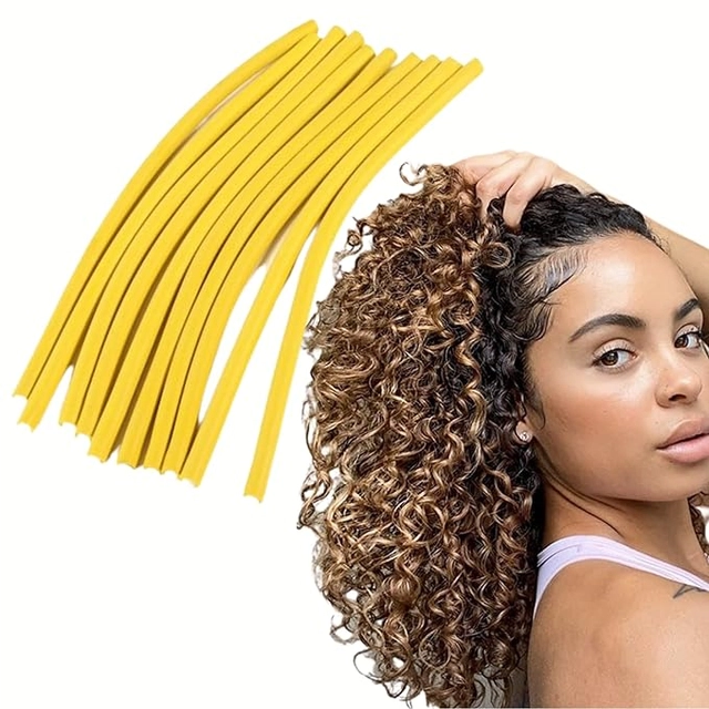 Rubber Hair Curling Twist Flexi Sticks (Multicolor, Pack of 10)