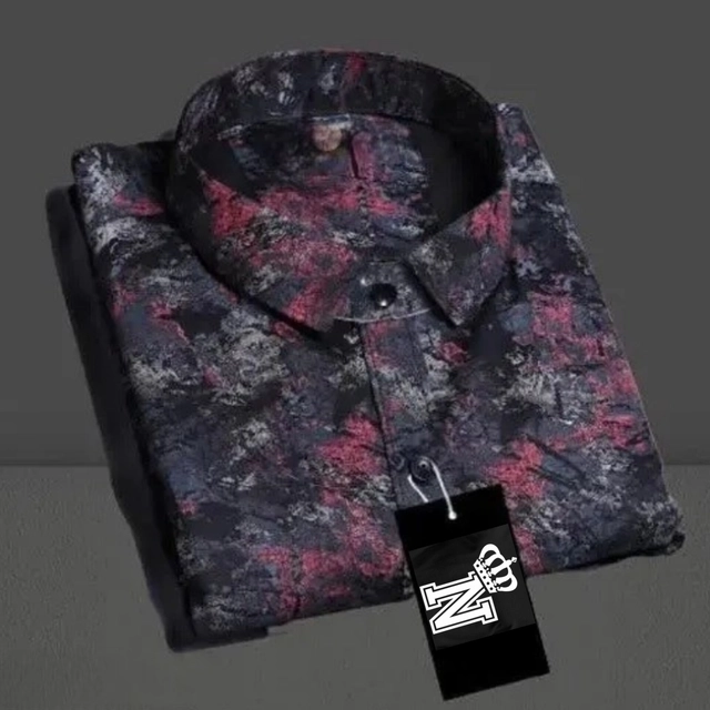 Full Sleeves Printed Shirt for Men (Multicolor, S)