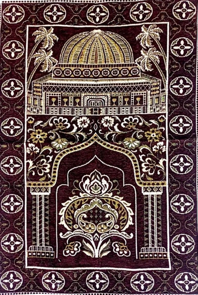 Qaleen Velvet Multipurpose Rug Mat for Jannamaz, Prayer & Meditation (70x110cm), Maroon