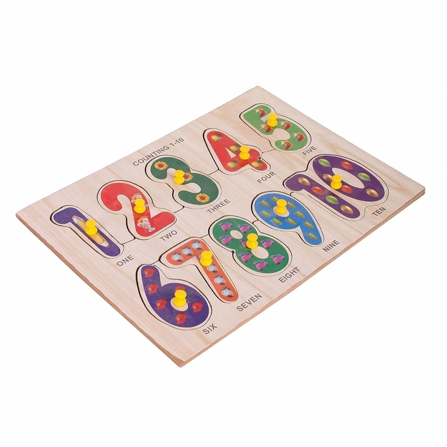 Woodens 1 to 10 Numbers Puzzle Board for Kids (Multicolor)