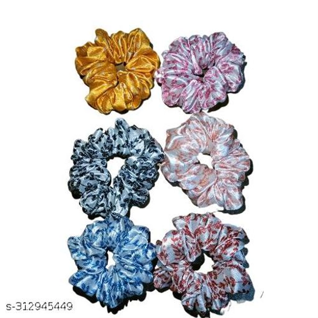 Scrunchies for Women & Girls (Multicolor, Pack of 6)