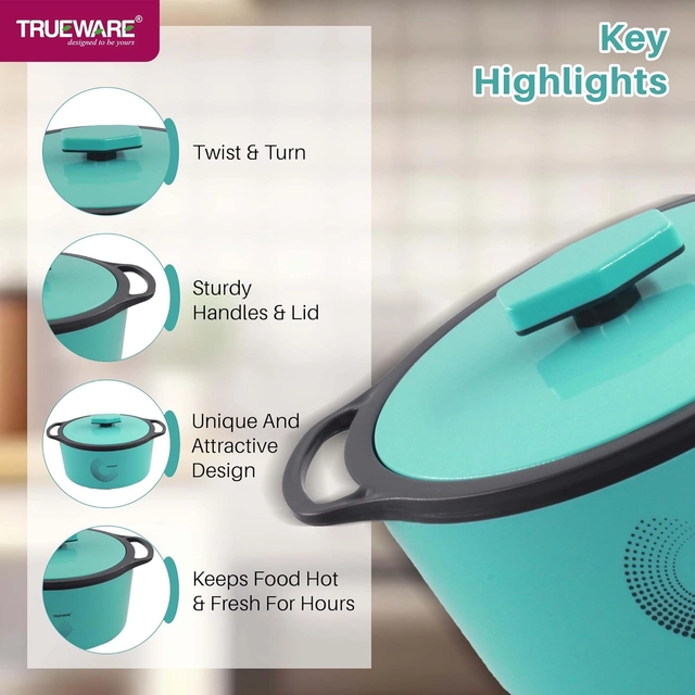 Trueware Orchid Inner Steel BPA Free PU Insulated Thermoware Casserole  (1100 ml) Green