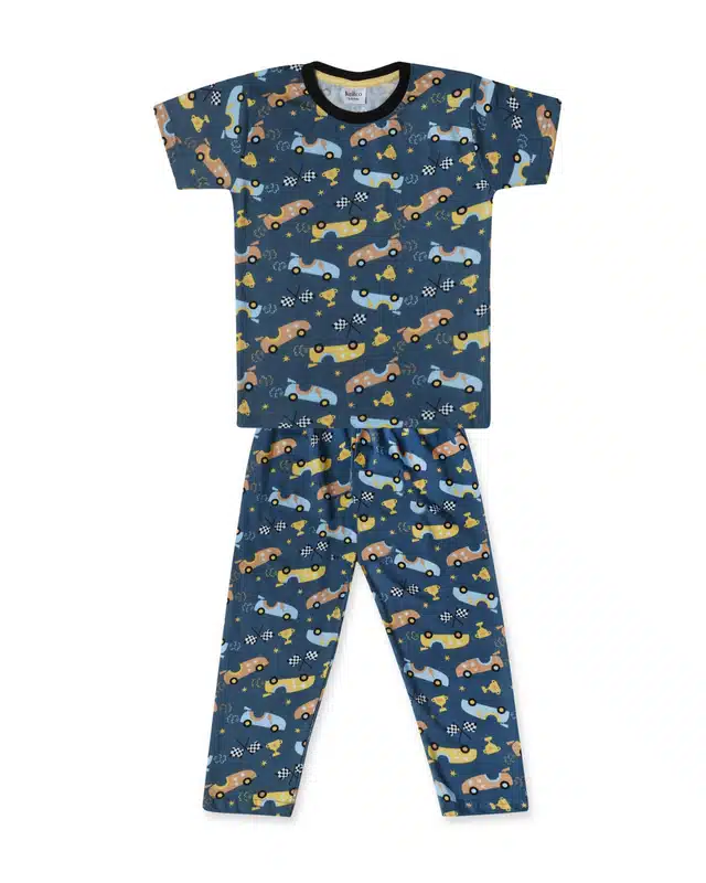 Half Sleeves Night Suit Set for Boys (Light Blue, 3-4 Years)