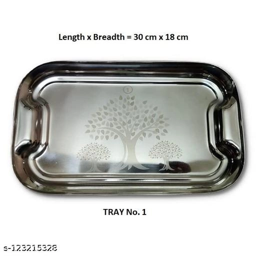 Stainless Steel Heavy Trays (Silver, Set of 2)