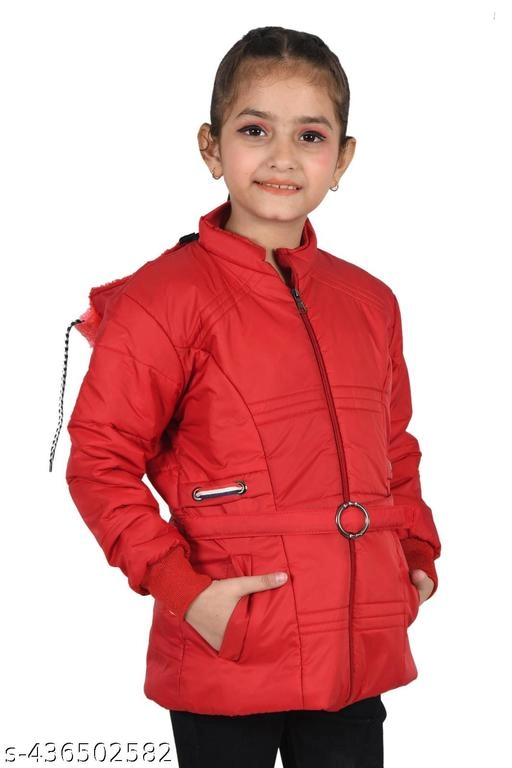 Nylon Jacket for Girls (Red, 1-2 Years)