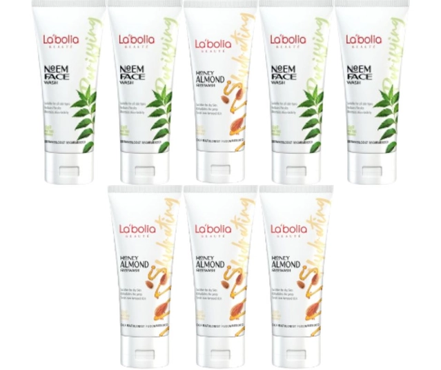 Combo of Labolia Beaute 4 Pcs Almond Honey & 4 Pcs Neem Face Washes (50 ml, Set of 8)