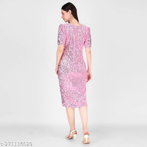 Velvet Embellished Dress for Women (Pink, XS)