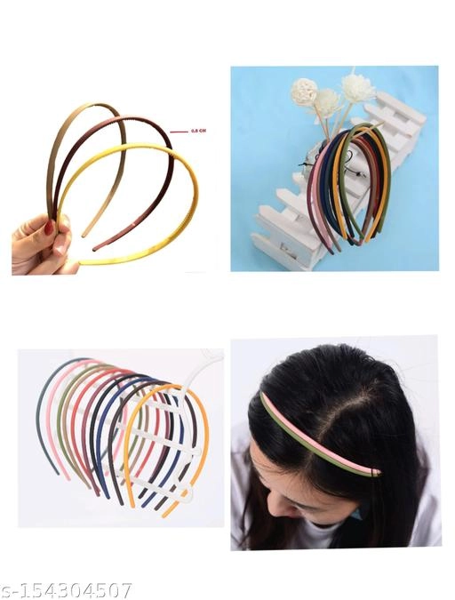 Plastic Hair Band for Women (Multicolor, Pack of 12)