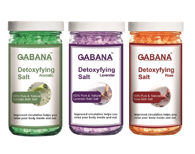 Gabana Aromatic, Lavender & Rose Detoxifying Bath Salt Crystal (200 g, Set of 3)