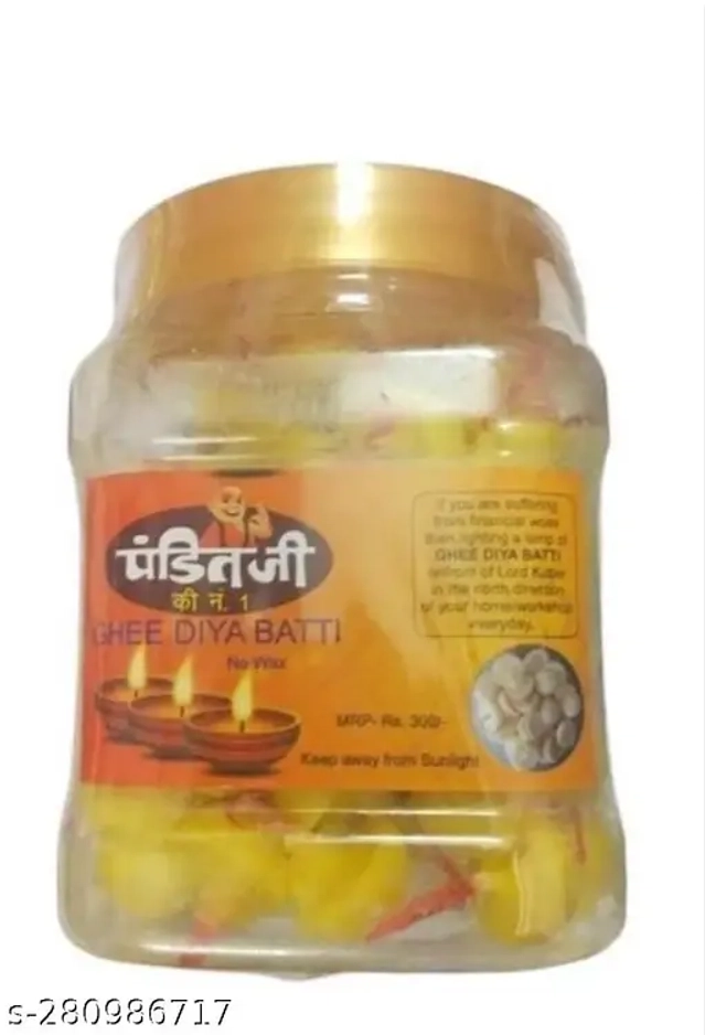 Pandit Ji Pure Cow Ghee Diya Batti (Pack of 100)