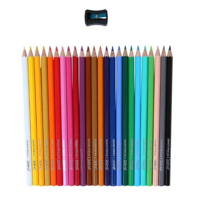 DOMS Non-Toxic 24 Shades Color Pencils | Hexagonal Shaped Body For Comfortable Grip Round Shaped Color Pencils (Set of 1, Multicolor)