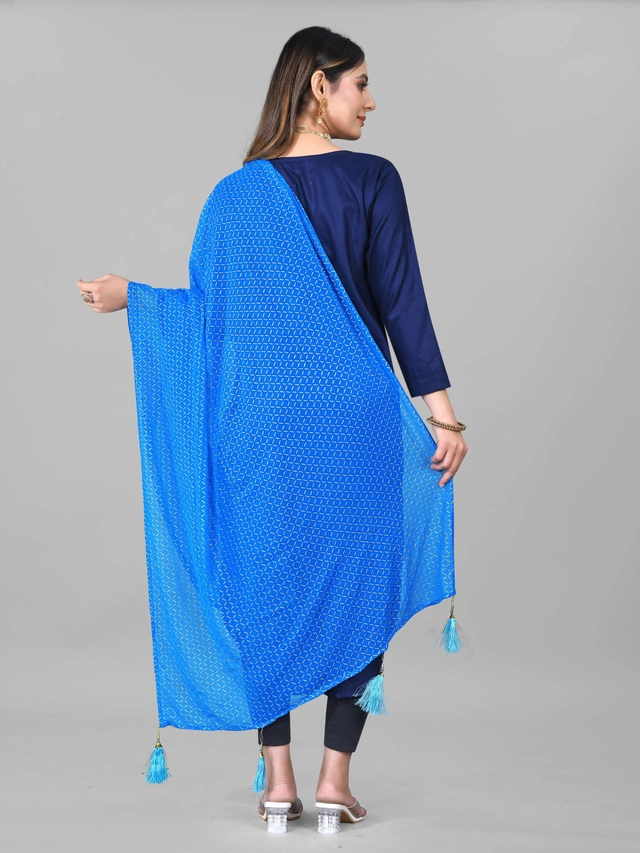 Chiffon Solid Dupatta for Women & Girls (Blue, 2.25 m)