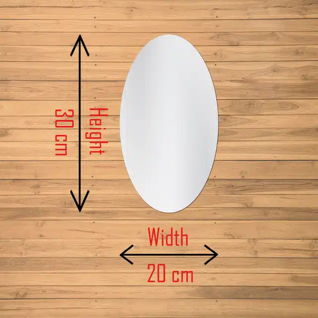 Acrylic Oval Shaped Wall Mirror Stickers (Silver, 20x30 cm)