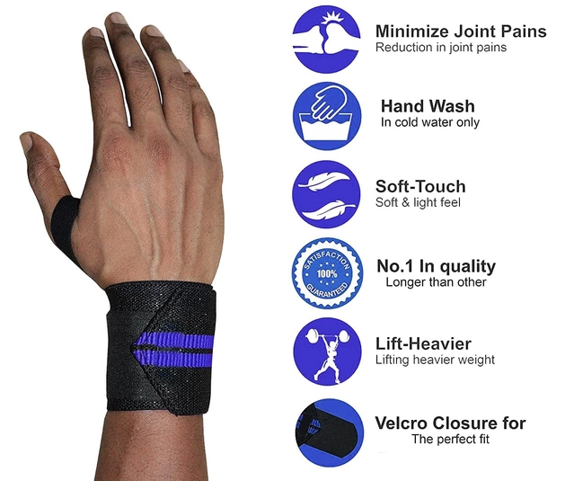 Gym Wrist Supporter for Men & Women (Multicolor, Set of 1)