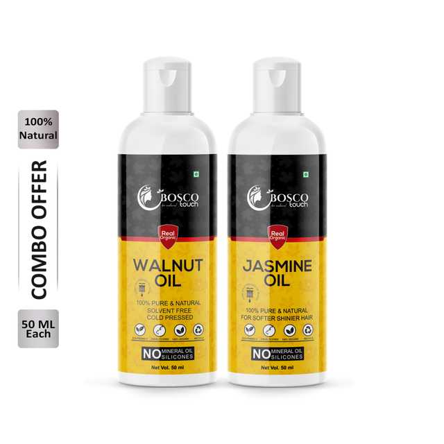 Bosco Touch Pure Walnut Oil (50 ml) & Jasmine Oil (50 ml) Combo For Rapid Hair Growth (Pack Of 2) (B-1556)