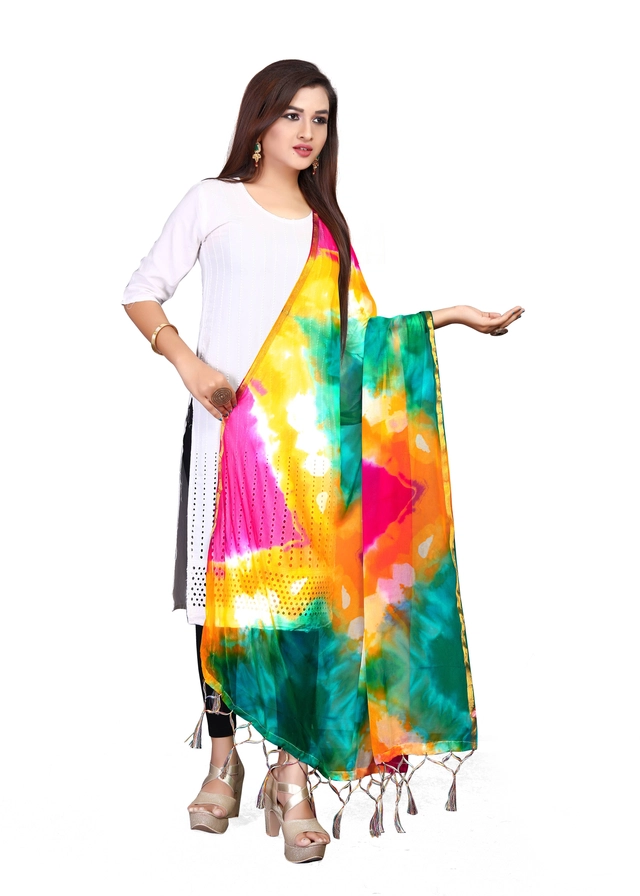 Chiffon Printed Dupatta for Women & Girls (Multicolor, 2.25 m)