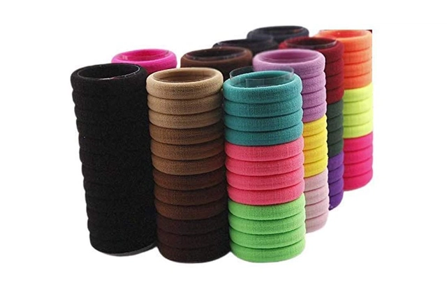 Cotton Elastic Hair Rubber Bands for Women & Girls (Multicolor, Pack of 30)