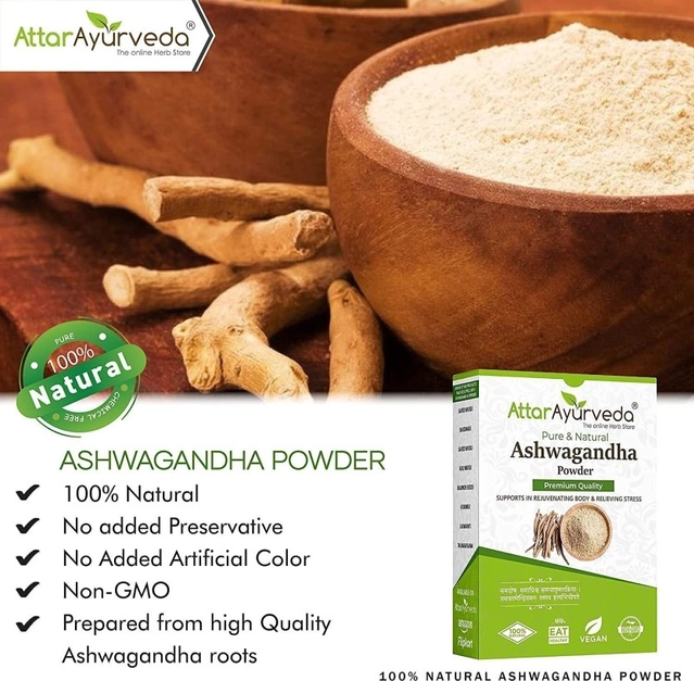 Attar Ayurveda Ashwagandha Powder 250gm (Sugar Free, Multi Vitamin) Pack of 1