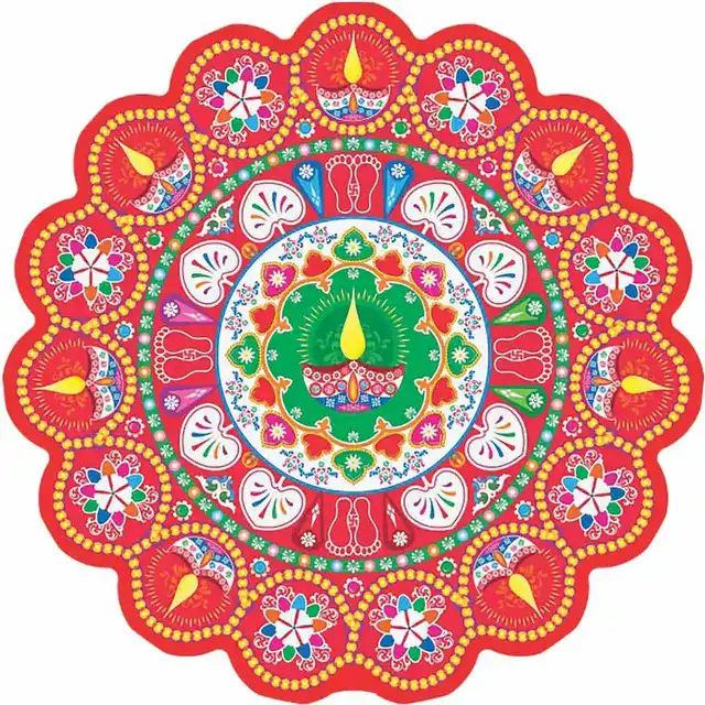 गॉड & गोड्स रंगोली फ्लोर स्टीकर 802 वॉल स्टीकर (40 x 60 x 0.1 Cm)