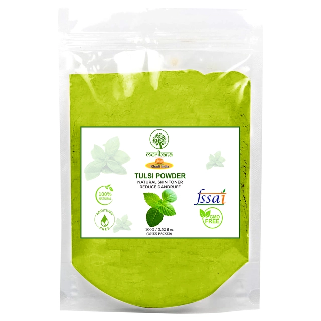 MeriBana Khadi Herbal Tulsi Powder for Hair Care (100 g)