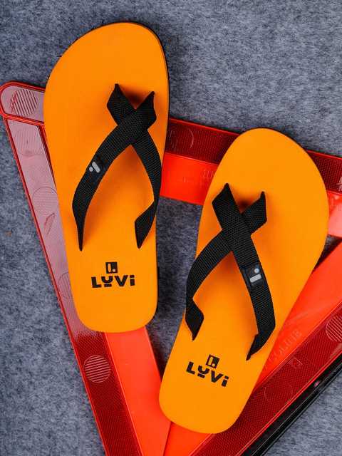 Flip Flops for Men (Orange, 9) (LYVI-4)