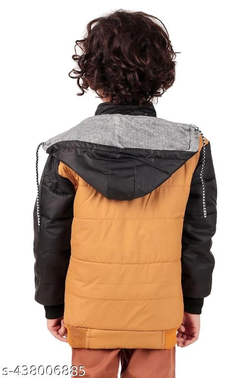 Nylon Jacket for Boys (Black & Mustard, 1-2 Years)