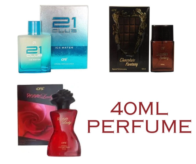 Combo of CFS Chocolate Fantasy with Rose Lady & 21 Club Blue Perfumes for Men & Women (40 ml, Pack of 3)