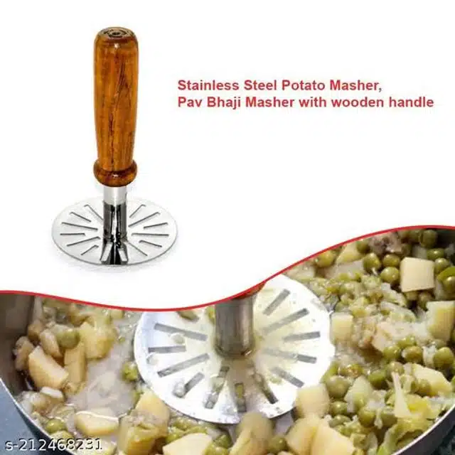 Stainless Steel Masher (Brown & Silver, Pack of 2)