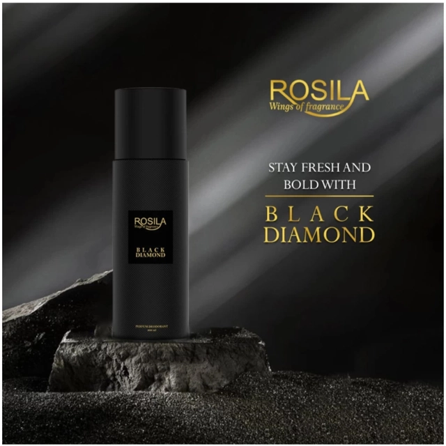 Rosila Black Diamond Stay Fresh & Bold Perfume Body Spray for Men & Women (200 ml)