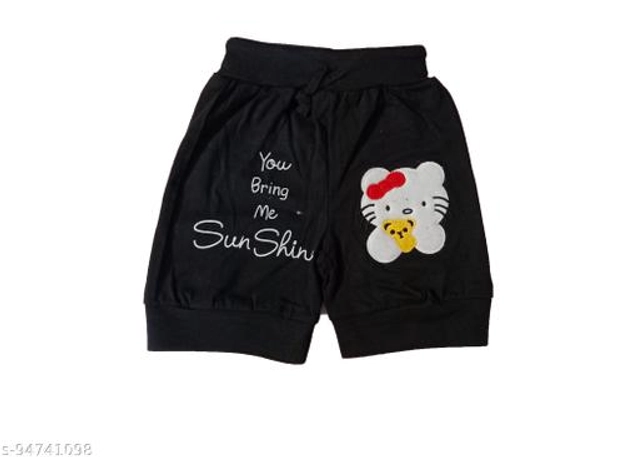 Cotton Shorts for Girls (Black, 1-2 Years)