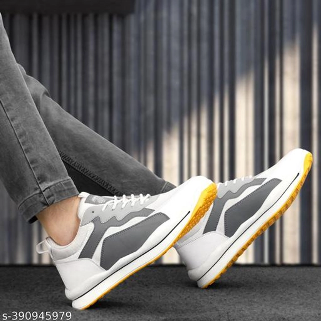 Casual Shoes for Men (White & Grey, 6)