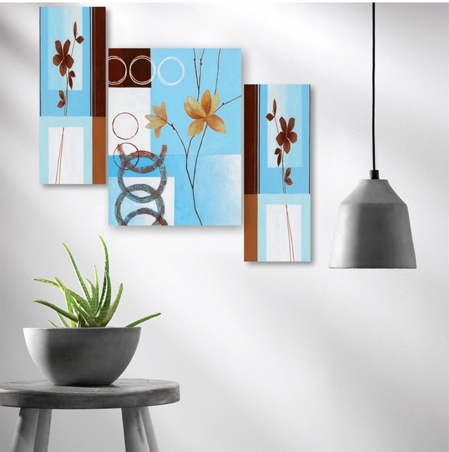 MDF 3 Pcs Designer Wall Painting for Home & Office (Multicolor, 12x18 Inches) (Set of 1)