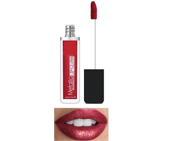 Metallic Waterproof Lip Gloss (Red, 6 ml)