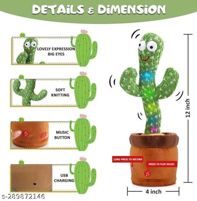 Dancing Musical Cactus Toy for Kids (Green)