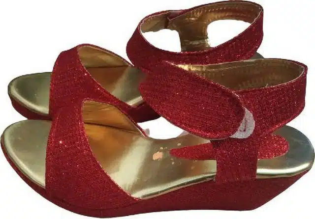 Sandals for Girls (Maroon & Gold, 5.5-6 Years)