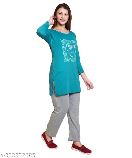 Woolen Nightsuit for Women (Bottle Green, XXXL)