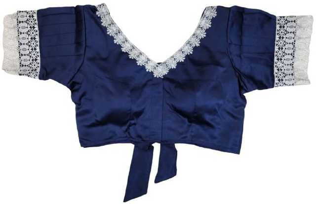 Aarohi Silk Blend Designer Blouse for Women (Blue, 36) (AE-48)
