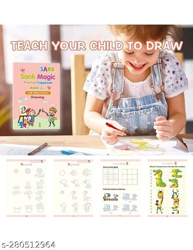 Magic Practice Copybook (4 Pcs) with 10 Pcs Refill for Kids (Set of 2)