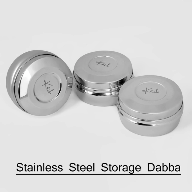 Inkitch Stainless Steel Storage Container with Lid for Kitchen (Silver, Pack of 3)