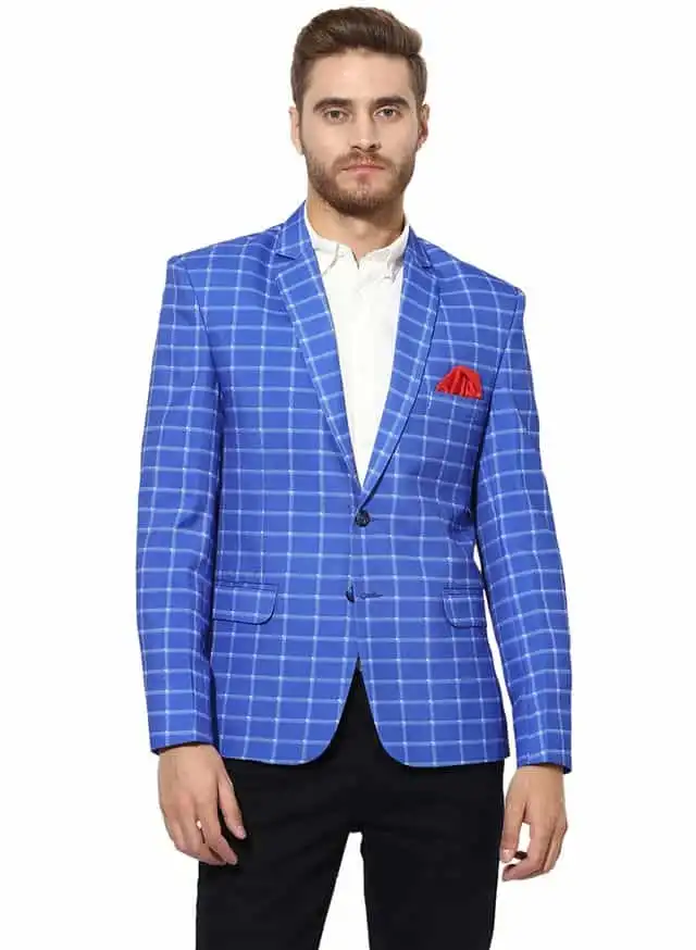 हैंगअप मेंस रेगुलर फिट चेकेरड़ ब्लेंड कासुअल ब्लेजर , Multi, Size- 38 (D3_Check_Blazer_38)