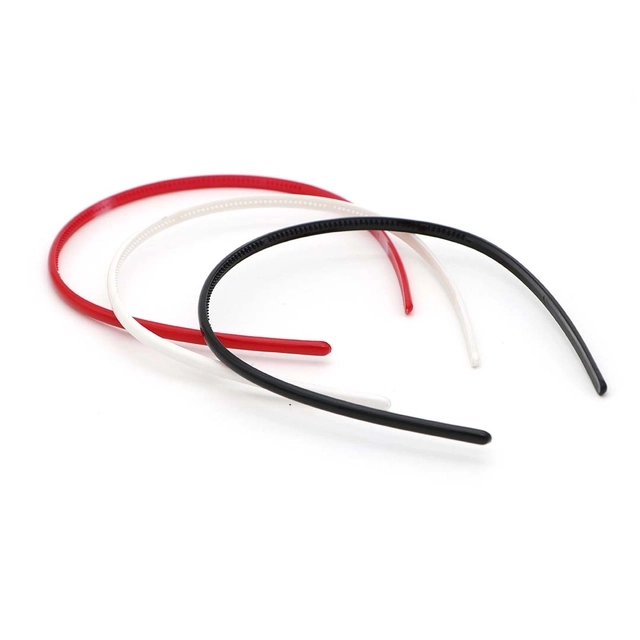 Plastic Hair Bands for Girls & women (Red, White & Black, Set Of 3)