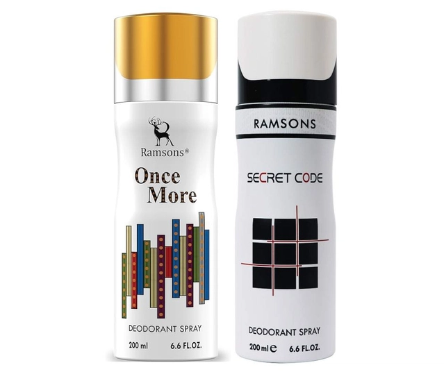 Ramsons Once More with Secret Code Deodorant for Men (200 ml, Pack of 2)