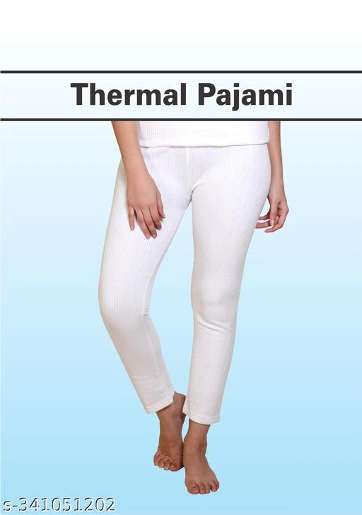 Wool Thermal Bottomwear for Women (White, M)