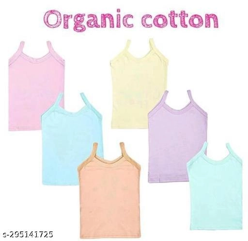 Cotton Camisoles for Girls (Multicolor, 0-6 Months) (Pack of 3)