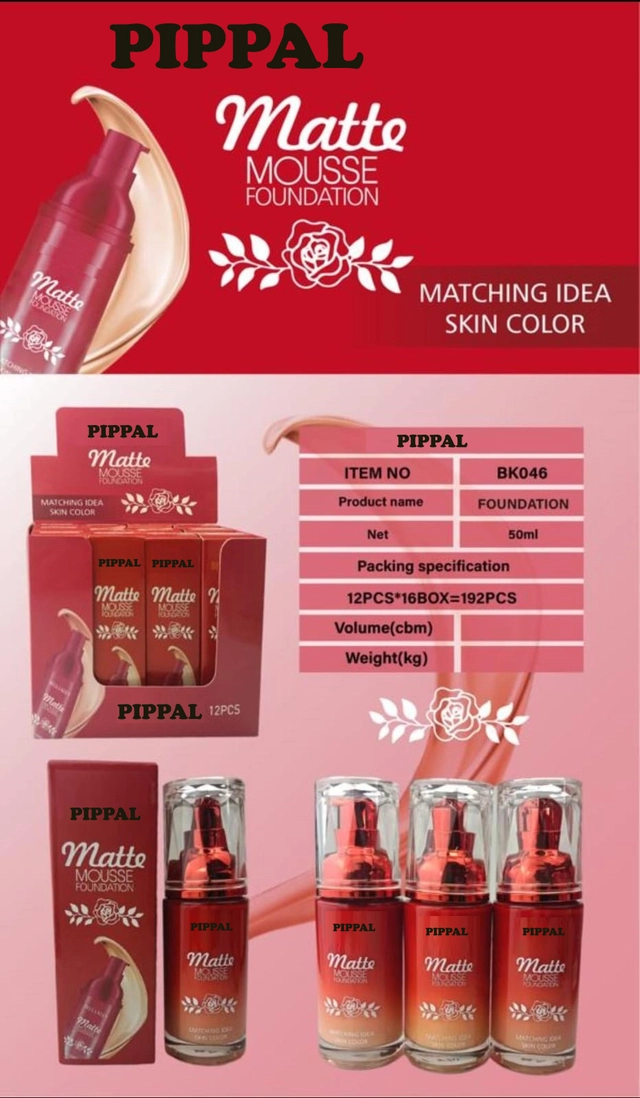 Pippal Matte Mouse Foundation (60 ml) with Sky High Mascara (12 ml) & Eyeliner (6 ml) (Set of 3)