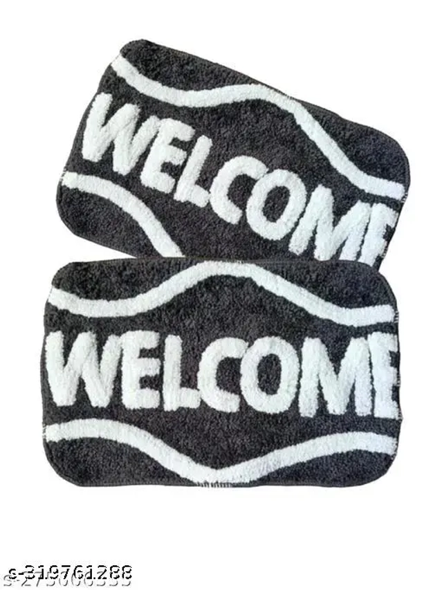 Microfiber Door Mats (Grey, 40x60 cm) (Pack of 2)