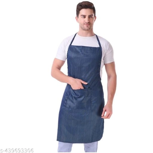 Cotton Apron for Men & Women (Blue & Black, Pack of 2)