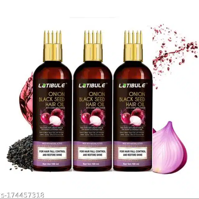 Latibule Onion Black Seeds Hair Oil (100 ml, Pack of 3)