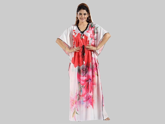 Satin Printed Nightdress for Women (Multicolor, Free size)