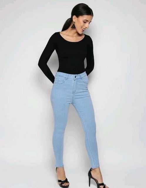 KD Wonderful High Waist One Botten Jeans (Blue, 34) (KDE-172)